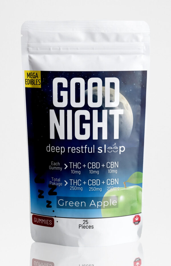 Mega Good Night Gummies THC CBD CBN - Green Apple - (25 Pack)