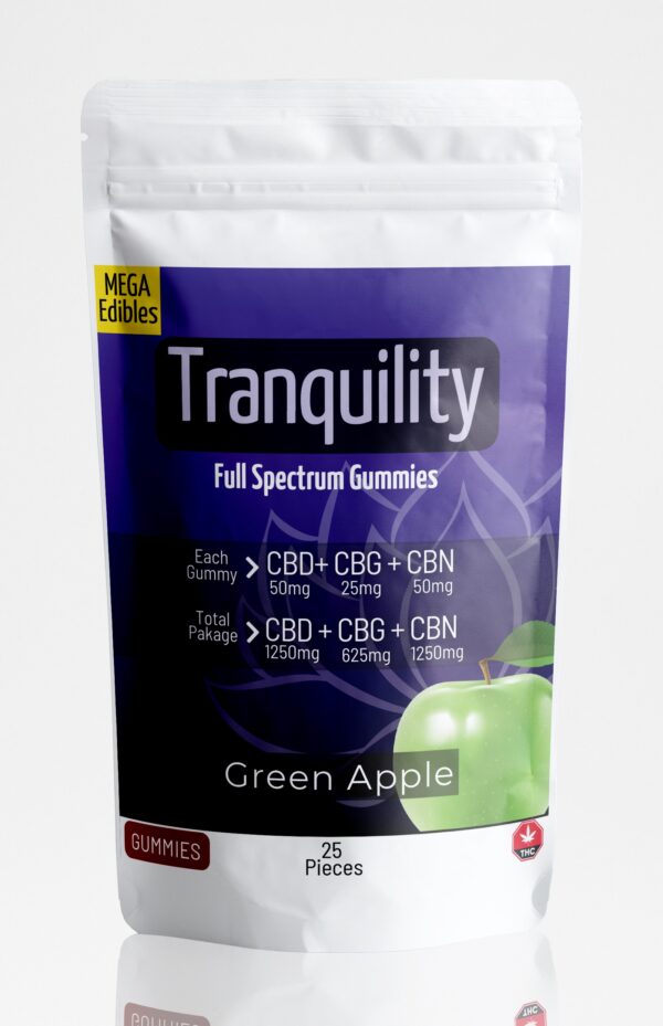 Mega Tranquility CBD CBN CBG - Green Apple - (25 pack)