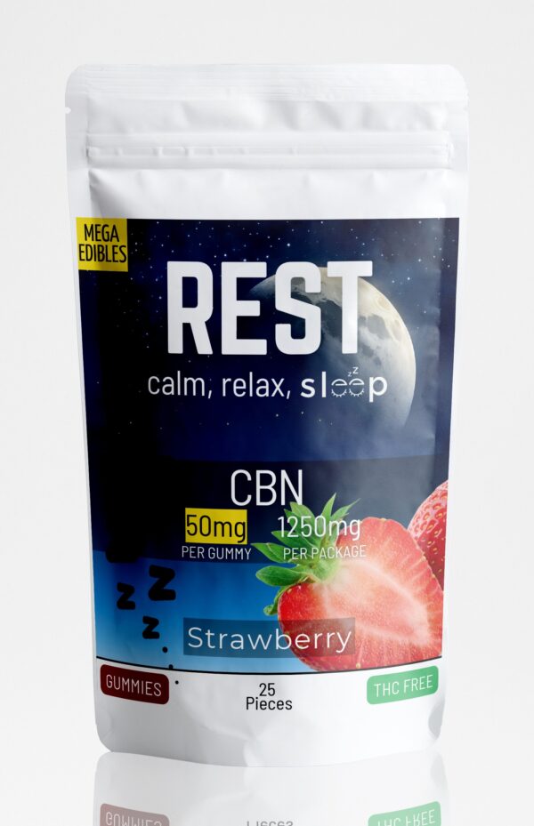 Mega Rest Gummies CBN (Extra Strength) - Strawberry (25 Pack)